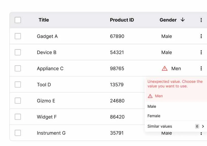 Structure product data