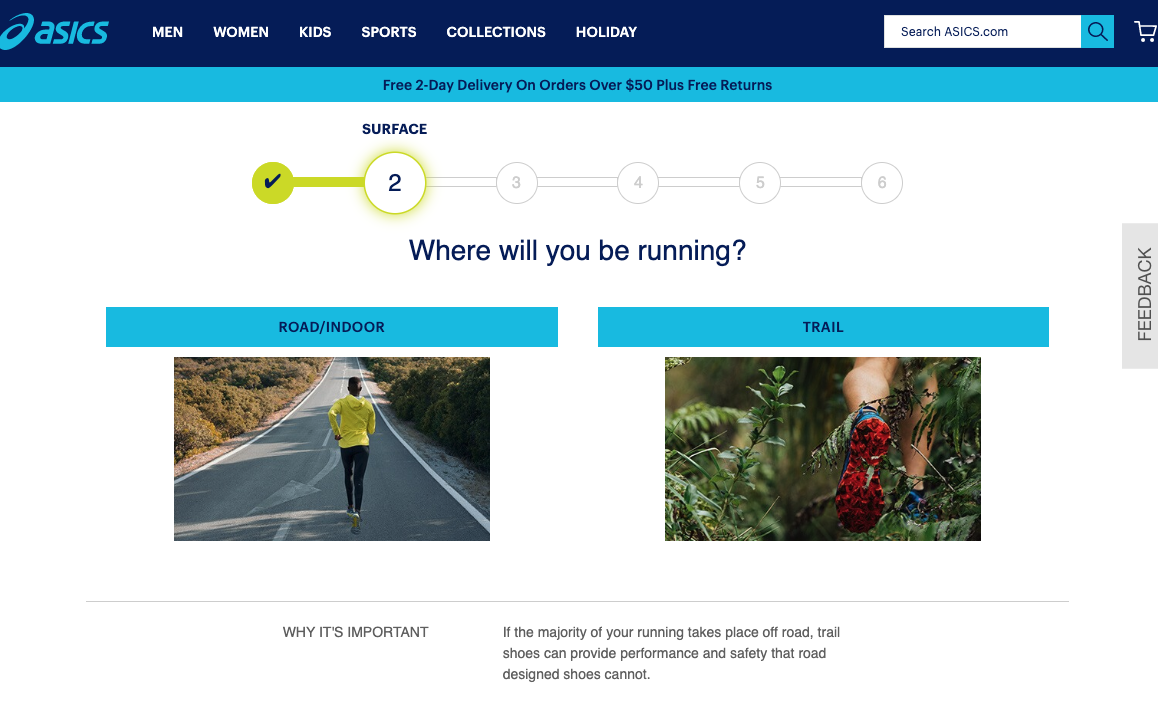 asics case study-shoe finder quiz wizard