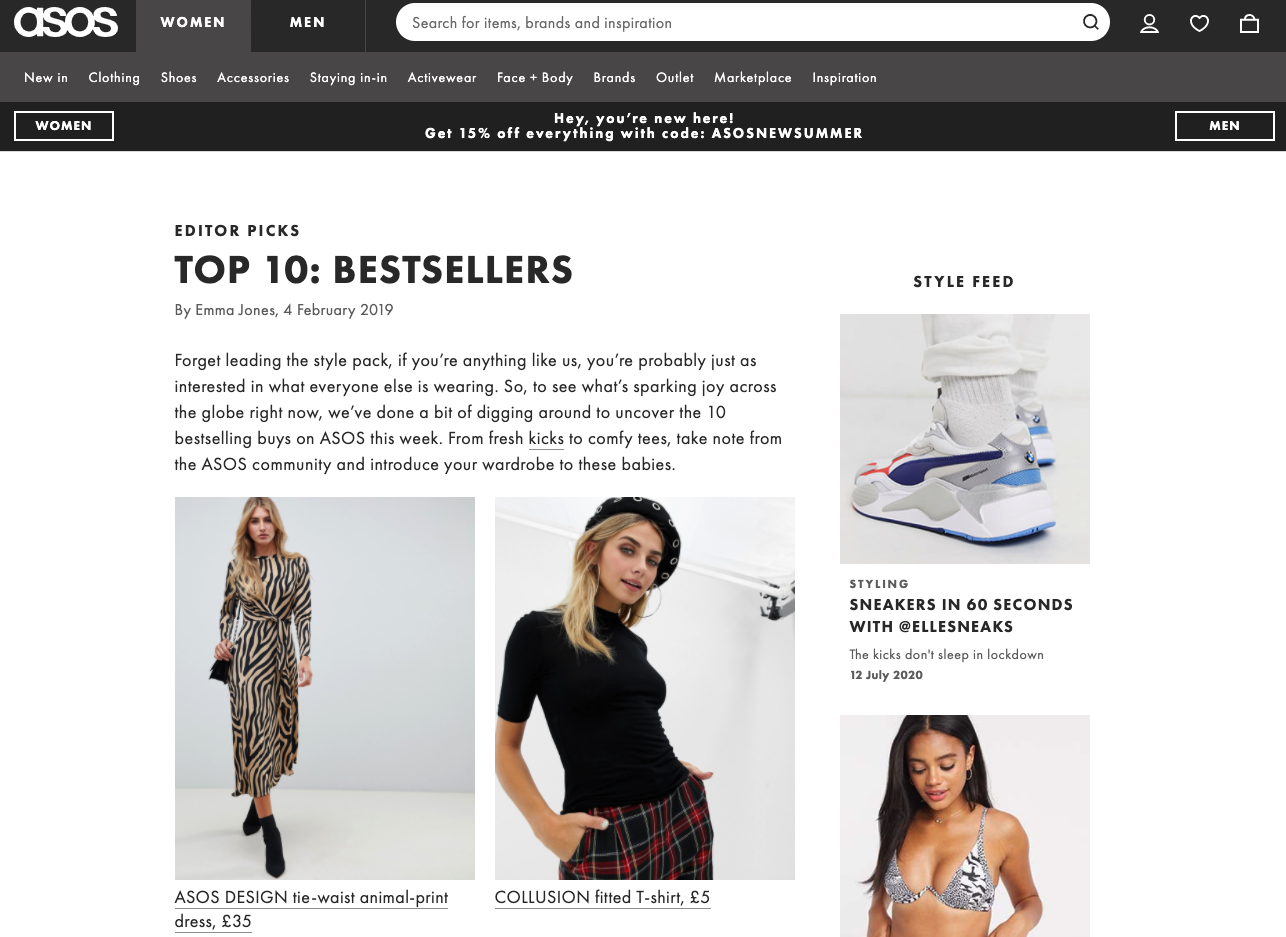 ASOS bestsellers social proof marketing