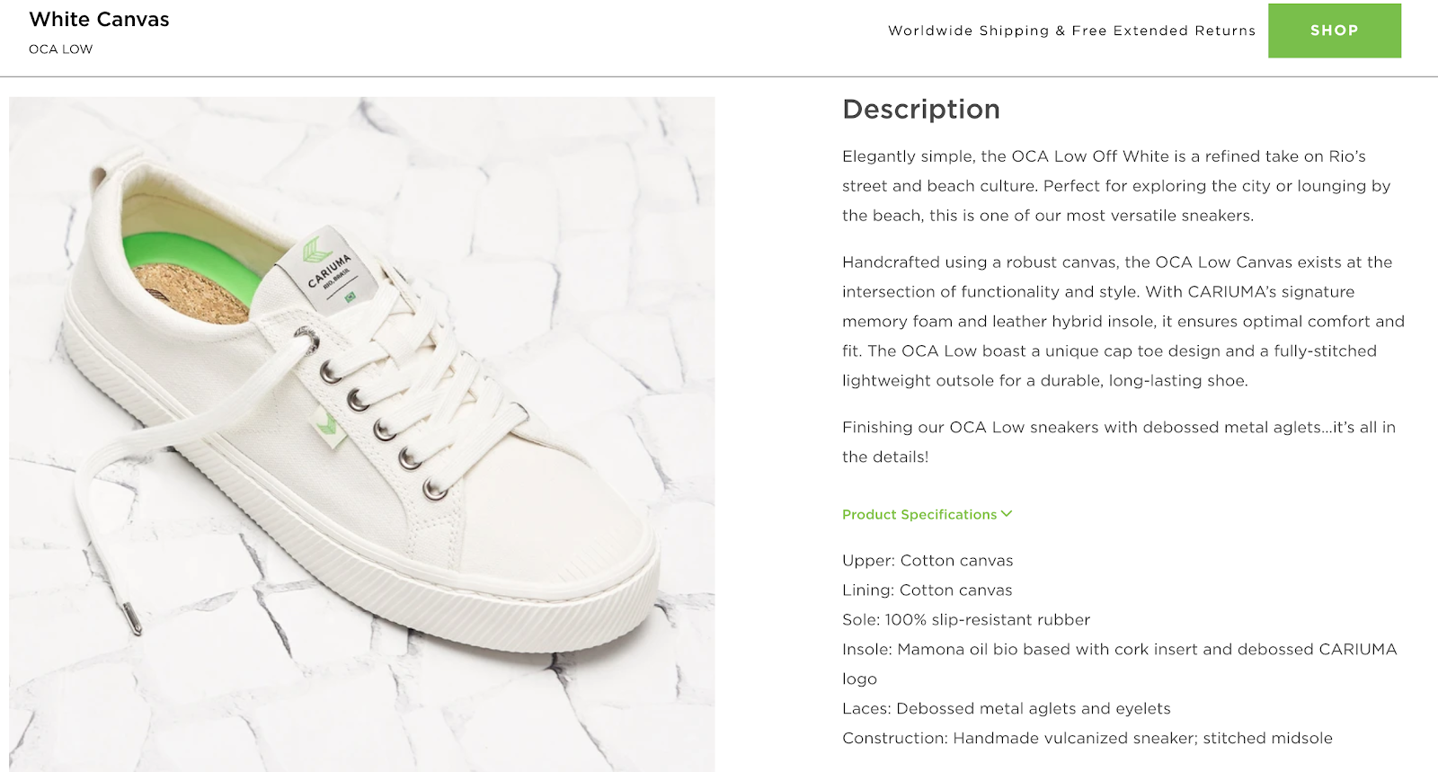 best product detail page examples cariuma