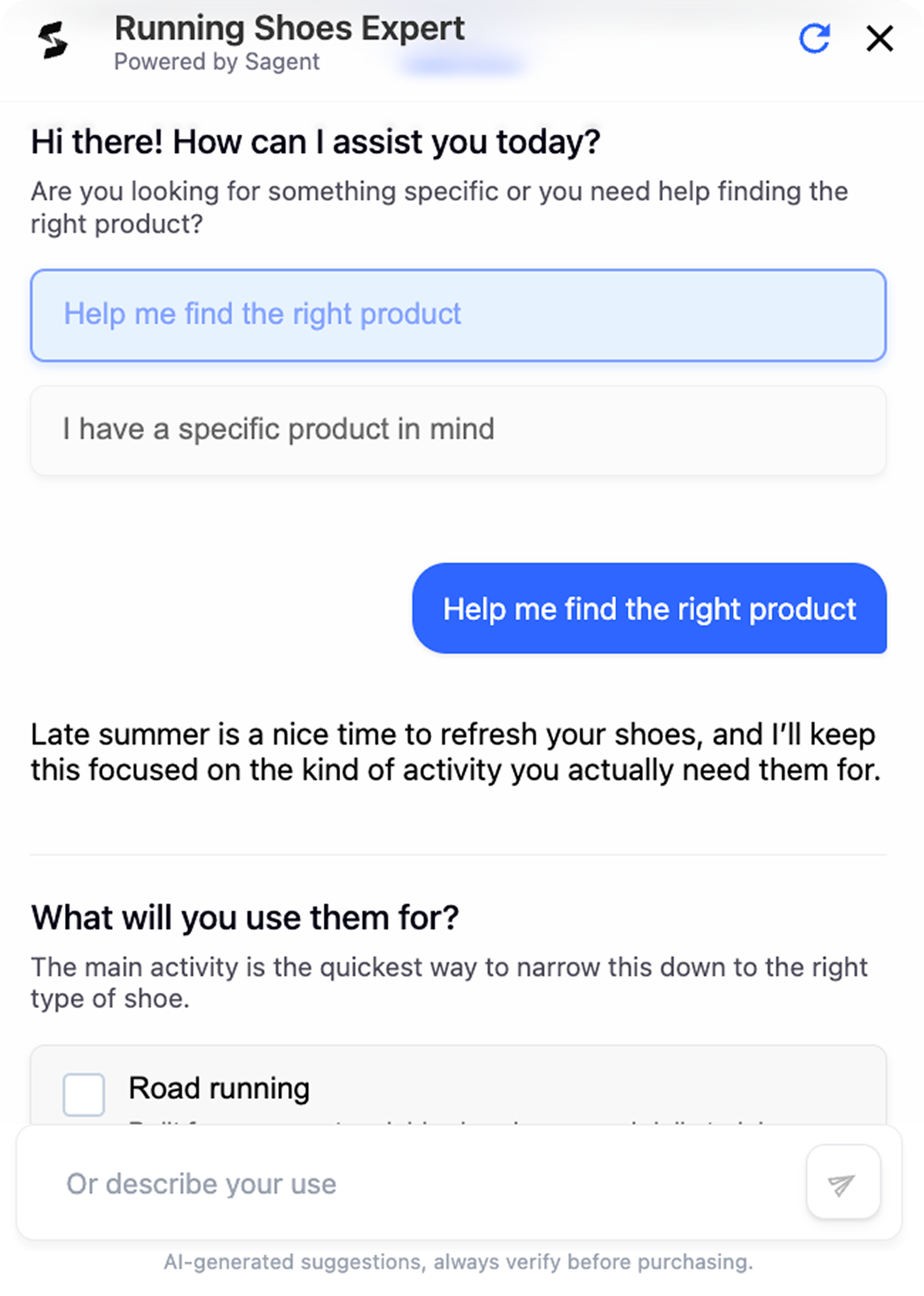 Sagent helping a shopper find the right product